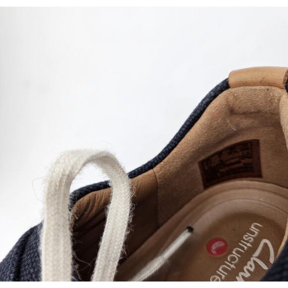 Clarks Unstructured Women Un Maui Lace Up Navy Flat Textile Sneaker Shoes Size 7 - Picture 9 of 9
